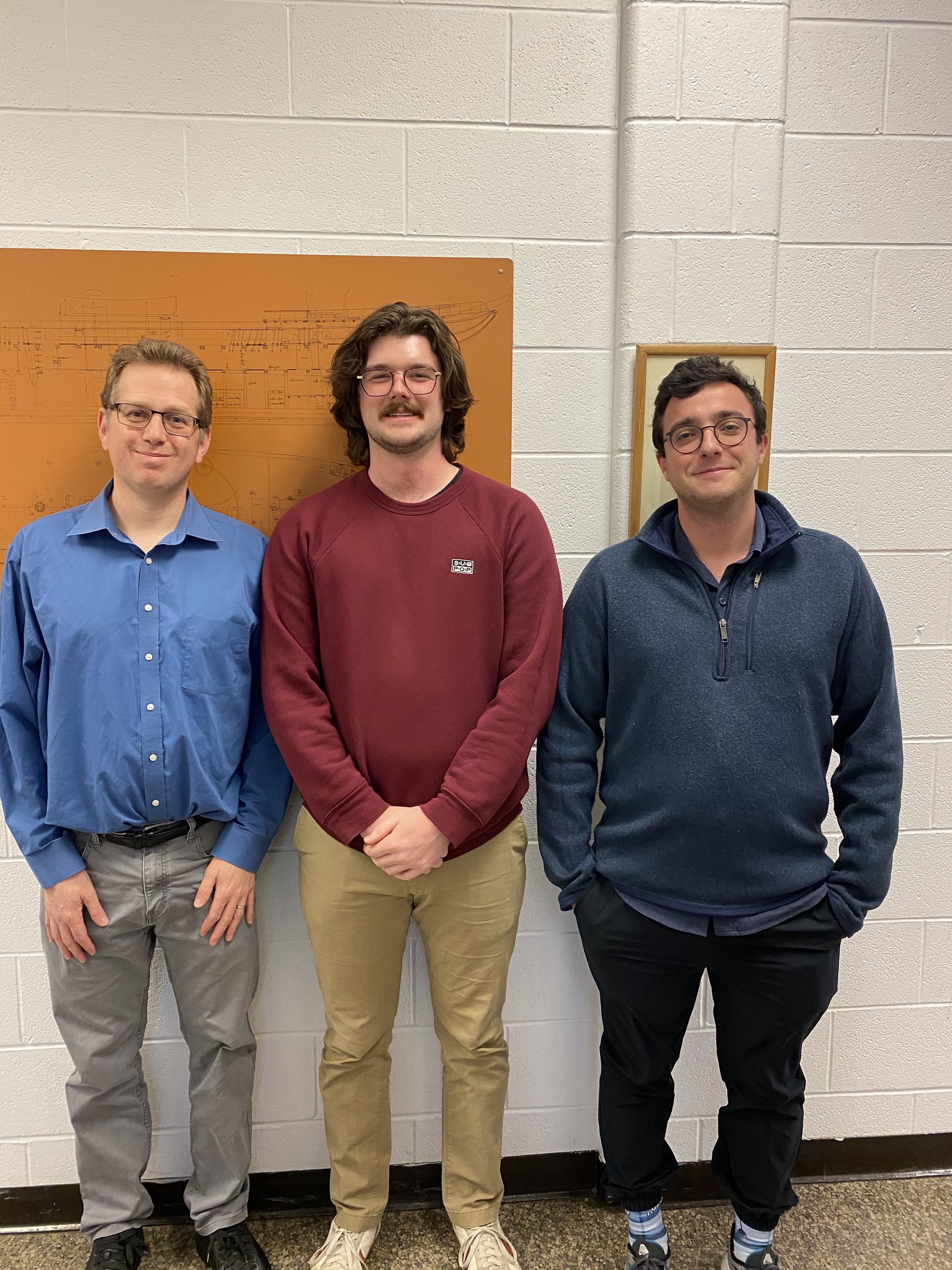 Researchers who worked on this data set (from left to right): Matthew Collette (associate professor of naval architecture and marine engineering), Benjamin Simmons and Nate Clemett (both Master's students in the naval architecture and marine engineering department). 
