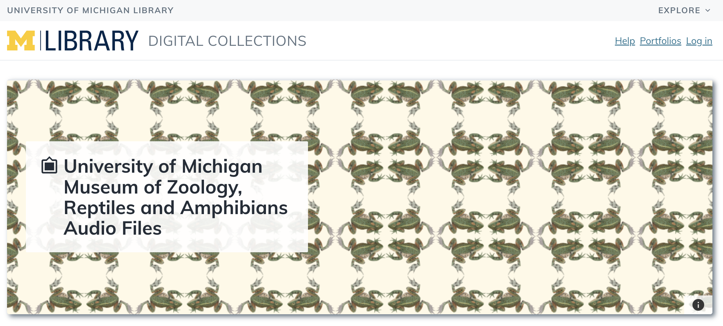 Screenshot of the University of Michigan Museum of Zoology, Reptiles and Amphibians audio digital collection