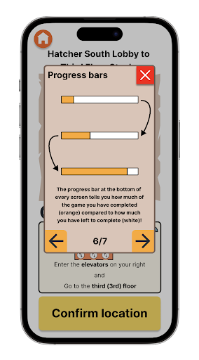 Tutorial overlay screen explaining game progress bars.