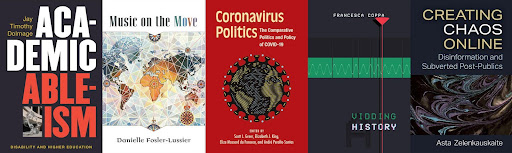 The image shows the book covers for the five selected books in order of publication. This is a decorative image.
