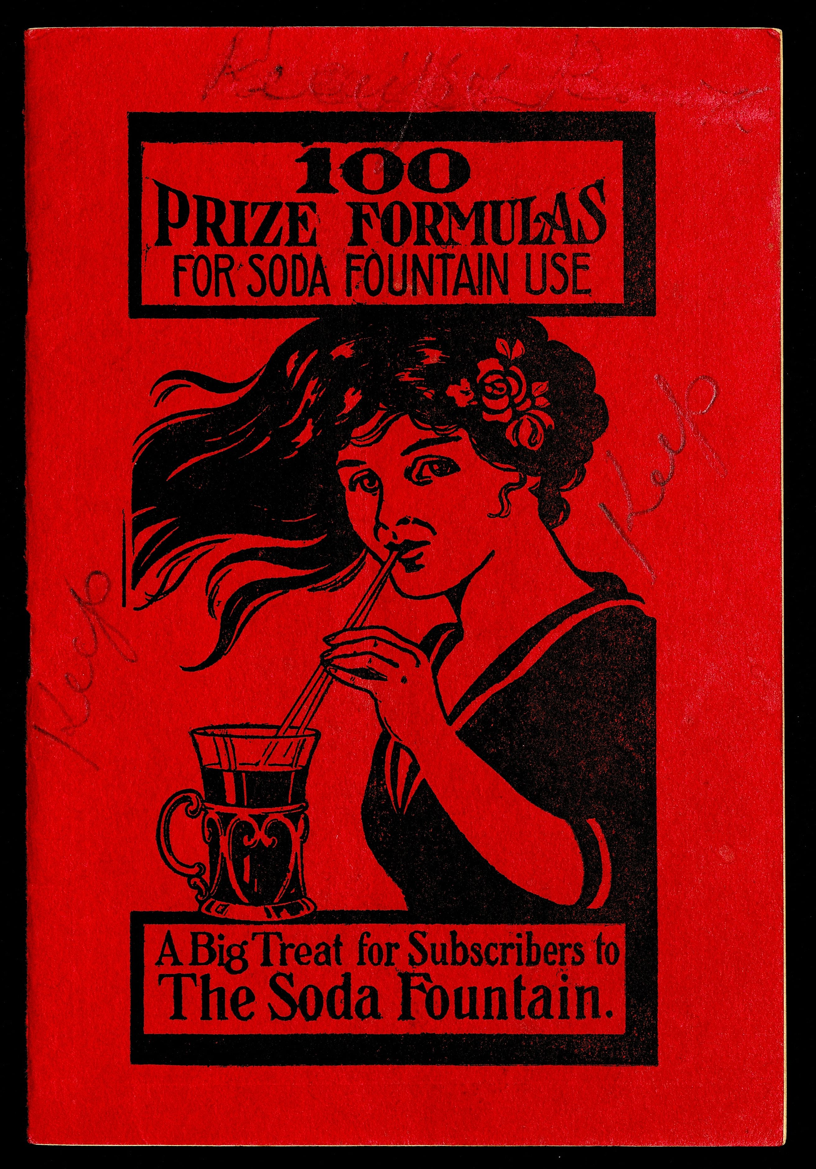 Bright red cover with striking black litho print of a woman drinking a soda through a straw, while the breeze blows her long black hair to the left. 