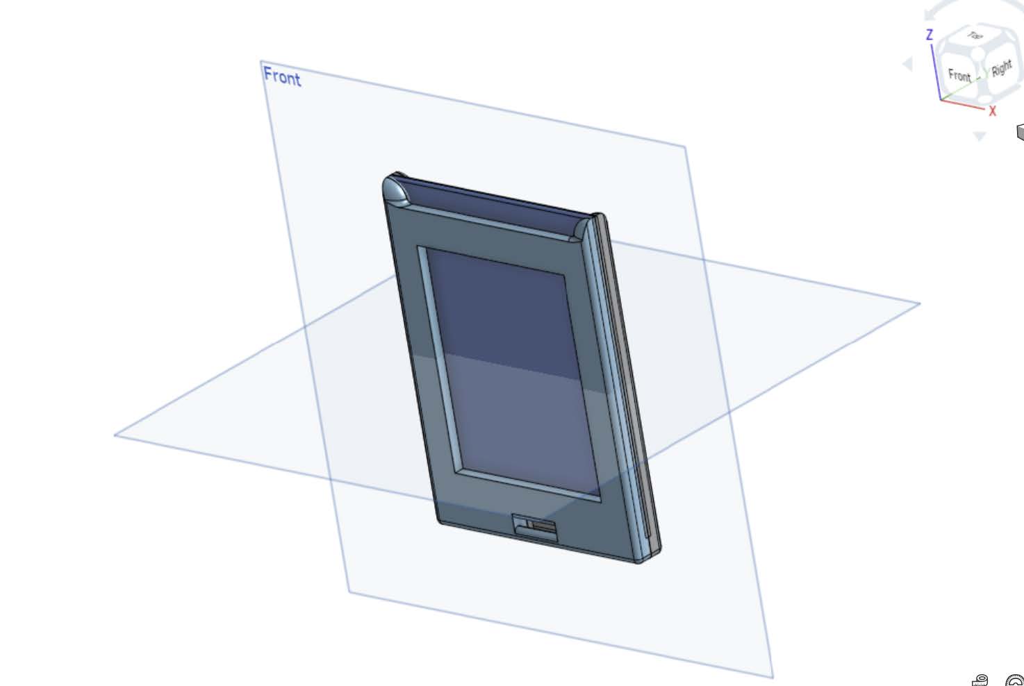 Screenshot of 3d modeling program with CAD design in progress