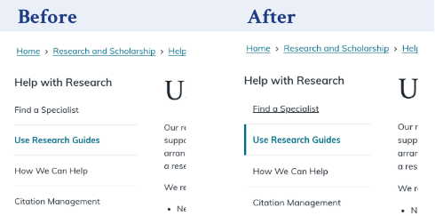 Comparison of before-and-after display.