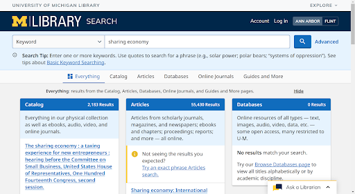 The 'Everything' results view now includes category descriptions.
