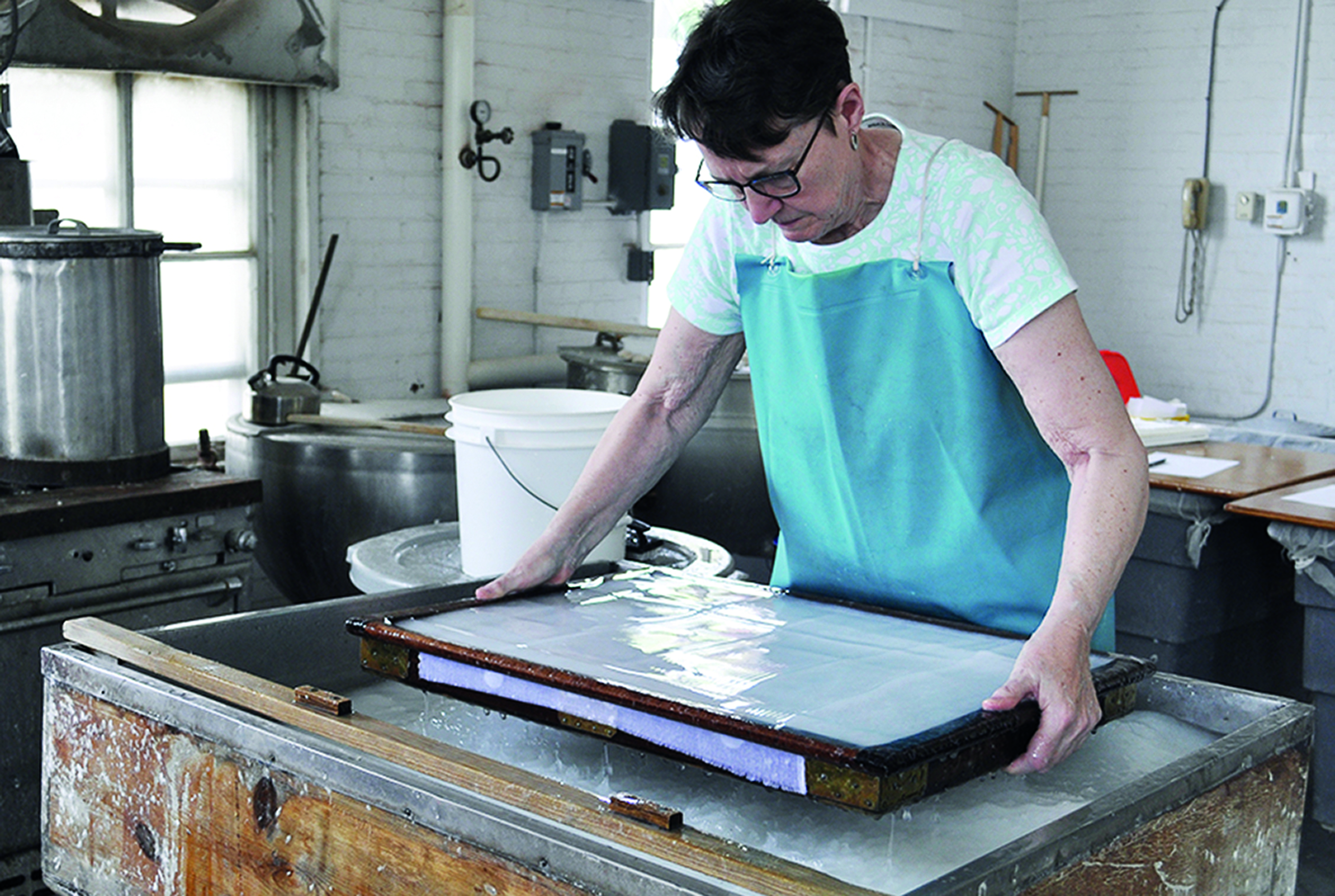 Cathy Baker making paper