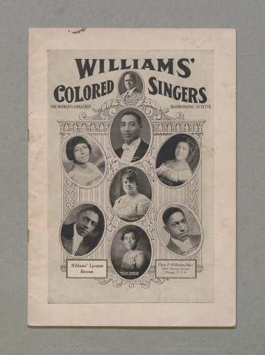 Front cover of the Williams' Colored Singers songbook, 1920
