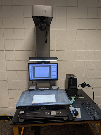 Image of the i2s Copibook OS XD overhead book scanner used for this project