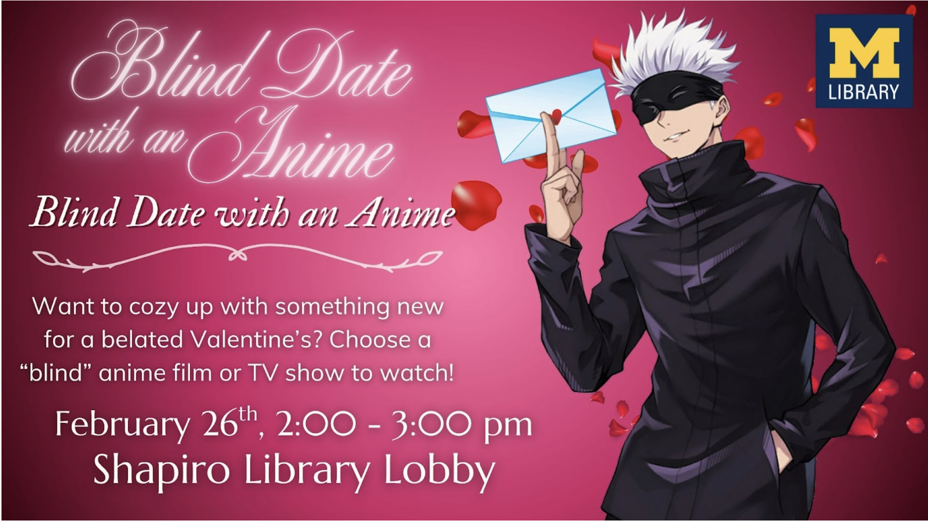 advertisement for a blind date with anime activity