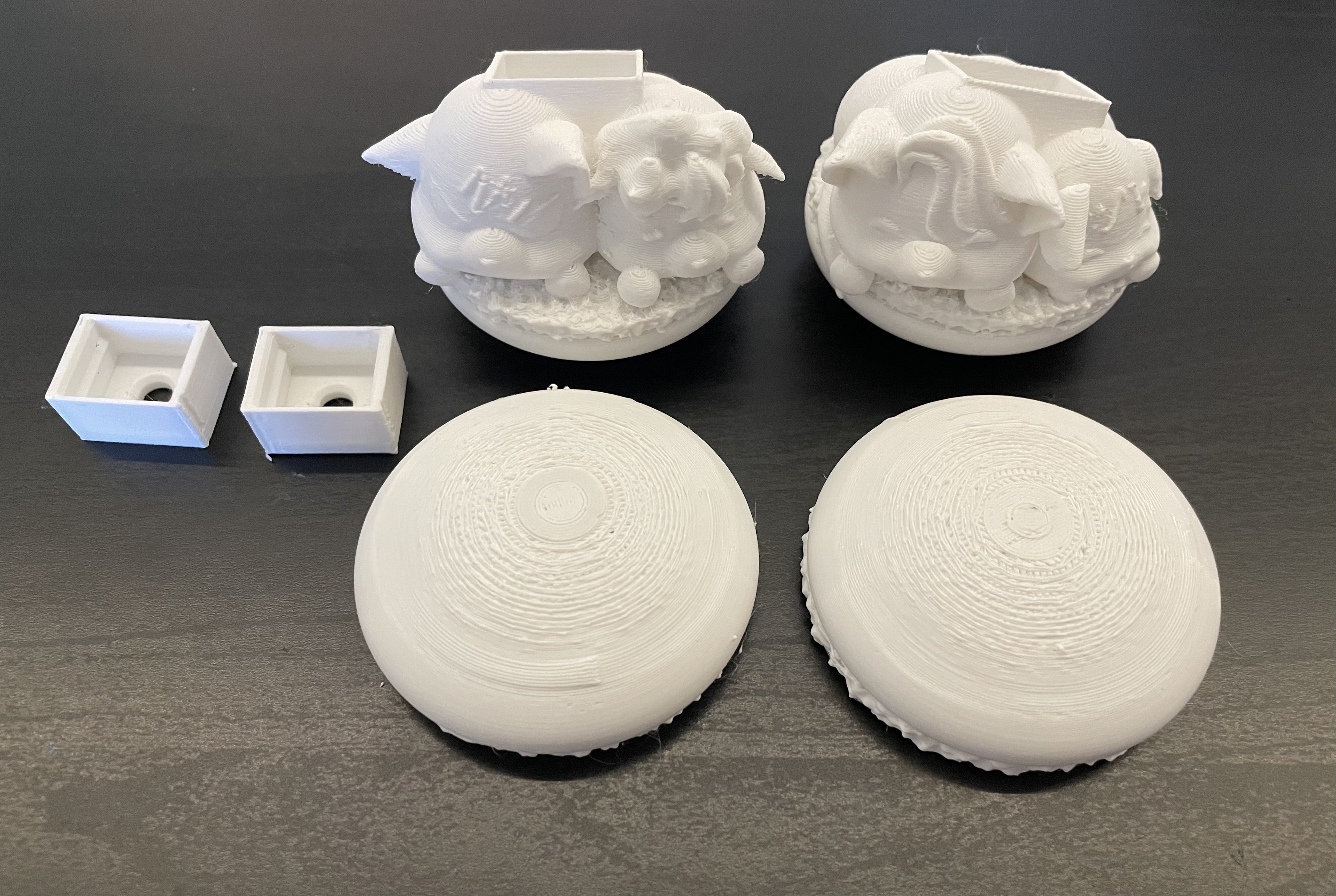 white 3D printed model designs for macaron cookie clicker project