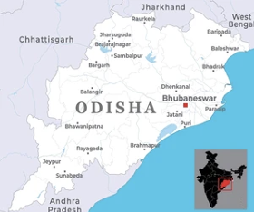 Map of Odisha, India