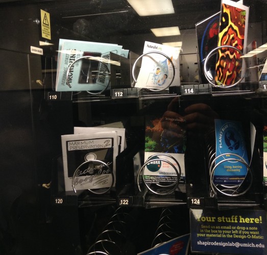 The PIE Space's vending machine dispenses copies of the Personal Digital Archiving zine