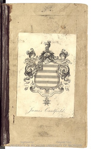 View of James Caulfeild bookplate in Islamic Manuscript 350