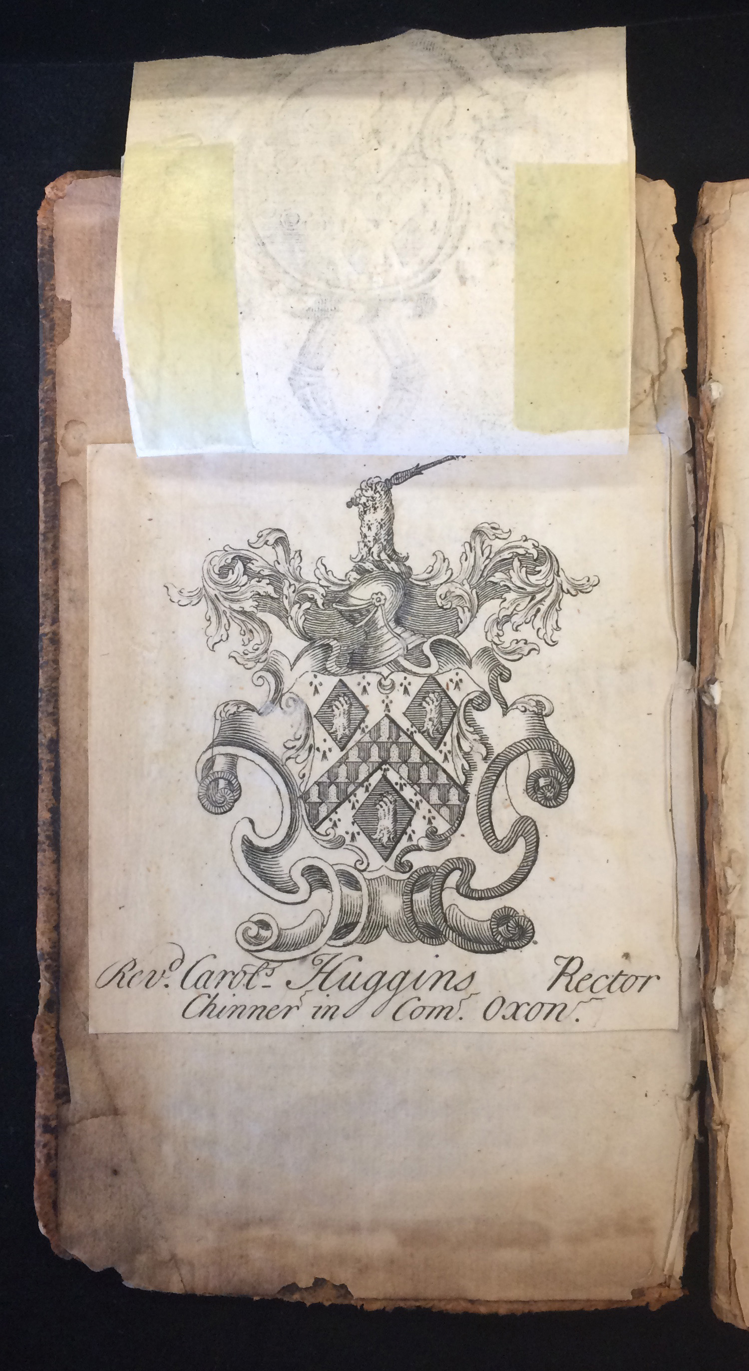 Huggins's Bookplate on front pastedown of Pseudo Ramon Llull. Tractatus brevis et eruditus, de conservatione vitae; Liber secretorum seu quintae essentiae. Straßburg: Lazarus Zetnerus, 1616