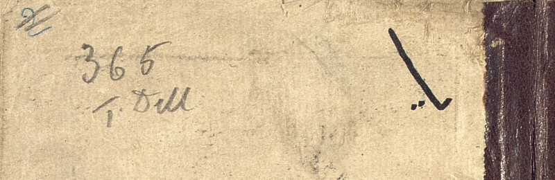 View of penciled mark on upper outer corner of paper manuscript folio