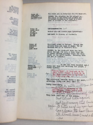 Page of script with handwritten annotations