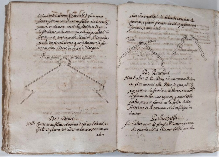 Early seventeenth-century Italian Military Manuscript,  illustrated with geometric diagrams, designs for fortifications,  and mathematical equations