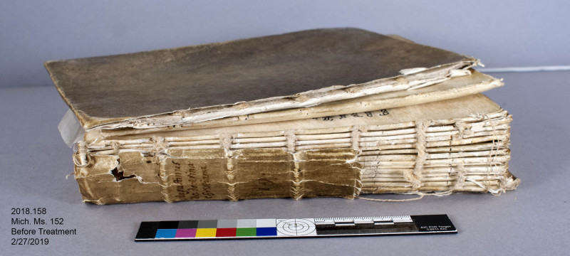 Mich. Ms. 152, damaged spine, before treatment