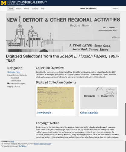 Collection image of Digitized Selections from the Joseph L. Hudson Papers, 1967-1983