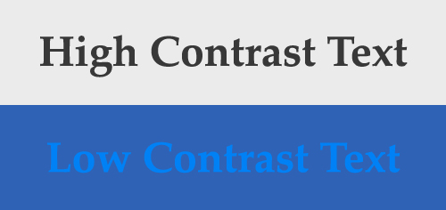 Illustration of the difference between high and low contrast text.