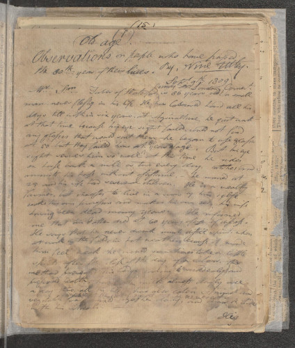 Image from the Vine Utley Manuscript, "Observations on Old People 80 Years of Age", 1809-1818 and 1827, Duane Norman Diedrich Collection
