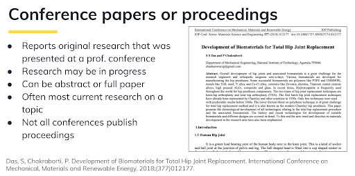 Image of a single presentation slide about conference proceedings