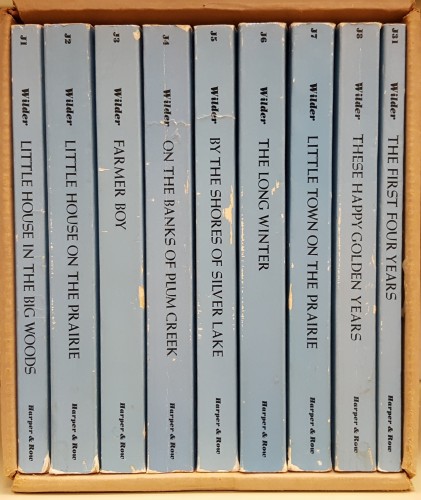 Blue spines of Little House Books boxed set