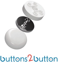 Buttons 2 Buttons image showing the button cap, magnetic pin, and button back