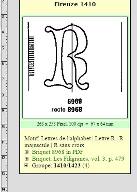 Captial R watermark, Briquet 8968 