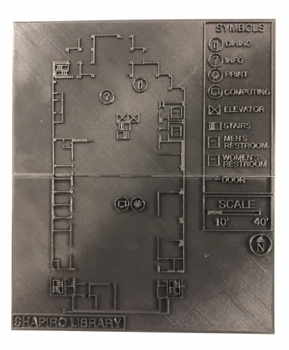Tactile Map showing the layout of the first floor of Shapiro Library