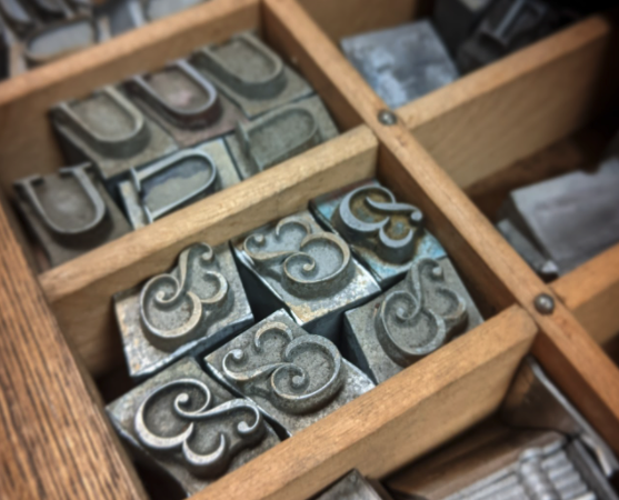 lead type in a drawer