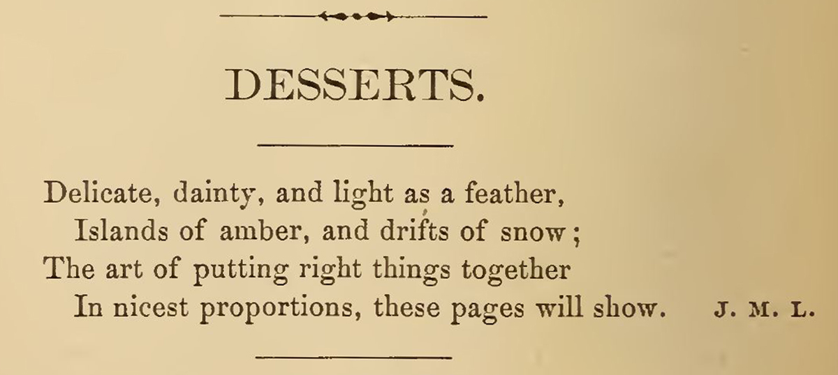 Short poem praising desserts