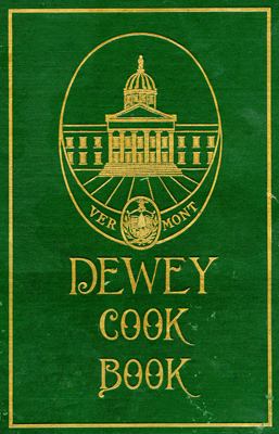 Cover of The Dewey Cook Book, green with gold lettering and decorations.