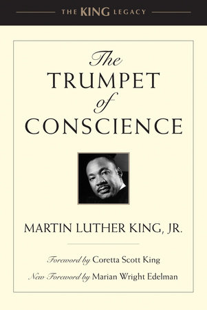 Book cover with off-white background and black text. Small black and white photograph of Martin Luther King Jr., a Black male, centered in the middle. 