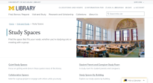 University of Michigan library study spaces website