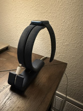 Image showing an apple watch on a 3D printed charging stand meant to be used for a watch and phone. 