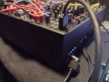 Corner Angle-Printed Black Color Expandable Modular Synth Case in Action