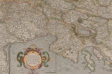 Sepia-toned map of Italy and Croatia