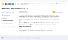 The preview version of the King James Bible text collection featuring U-M branding and modern interface.