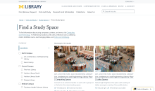 An image grid of study space results with filter groups down the left side to limit results