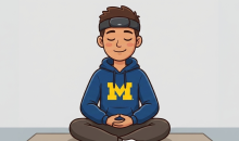 cartoon style drawing of student meditating 
