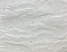 lions and dragon in combat, configured like an ouroboros, surrounded by lines of persian poetry