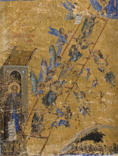Detail of illumination showing monks climbing, and falling from, the Heavenly Ladder