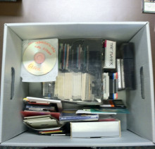 Box filled with digital media from the Altman collection