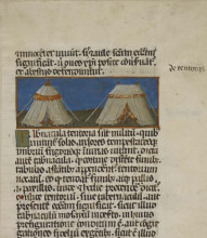 Upper part of Mich. Ms. f. 14r. Leaf fragment containing Hrabanus Maurus' De rerum naturis, 14, 27. Parchment. 210 x 150 mm. Spain. 14th c. Special Collections Research Center (University of Michigan Library)