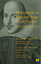 Poster based on an engraving from William Shakespeare (1564-1616) Mr. William Shakespear's comedies, histories, and tragedies: published according to the true original copies. ; Unto which is added, seven plays, never before printed in folio: viz. Pericles Prince of Tyre. The London prodigal. The history of Thomas Lord Cromwel. Sir John Oldcastle Lord Cobham. The puritan widow. A Yorkshire tragedy. The tragedy of Locrine (London: H. Herringman, E. Brewster, and R. Bentley, 1685) The Fourth Folio