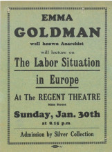 Emma Goldman lecture advertisement