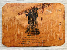 Image of a Native American man printed in black ink on a page from Simon Pokagon's birch bark booklet, The Red Man's Rebuke.