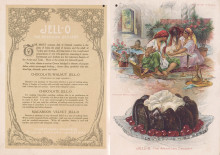 Three women sit on a carpet around a low table sharing Turkish coffee and pastries, The women form a circle, which is visually mirrored by the Chocolate Walnut Jell-O dessert below them