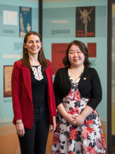 Photo of exhibit curators Emily Wilcox and Liangyu Fu