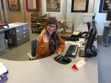 Liz welcoming visitors to Special Collections Reading Room